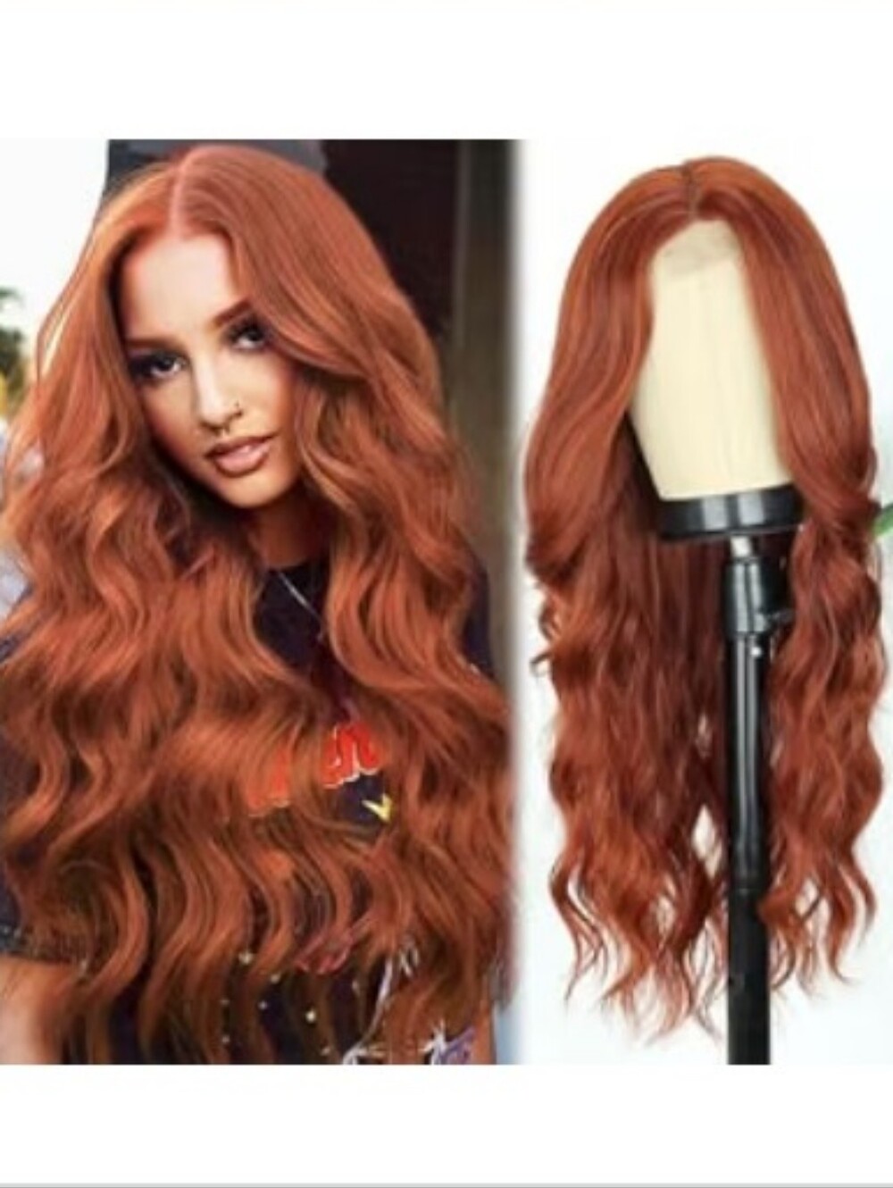 Long Auburn Wavy Lace Front Wig for Women, EUC
